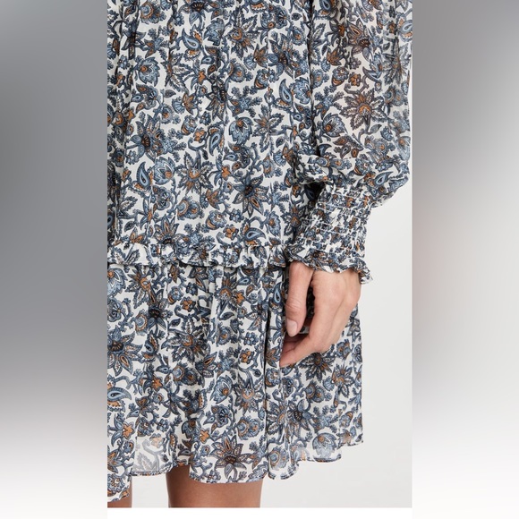 NWT VERONICA BEARD Savile ruffled floral-print silk crepe de chine mini dress - Picture 6 of 10